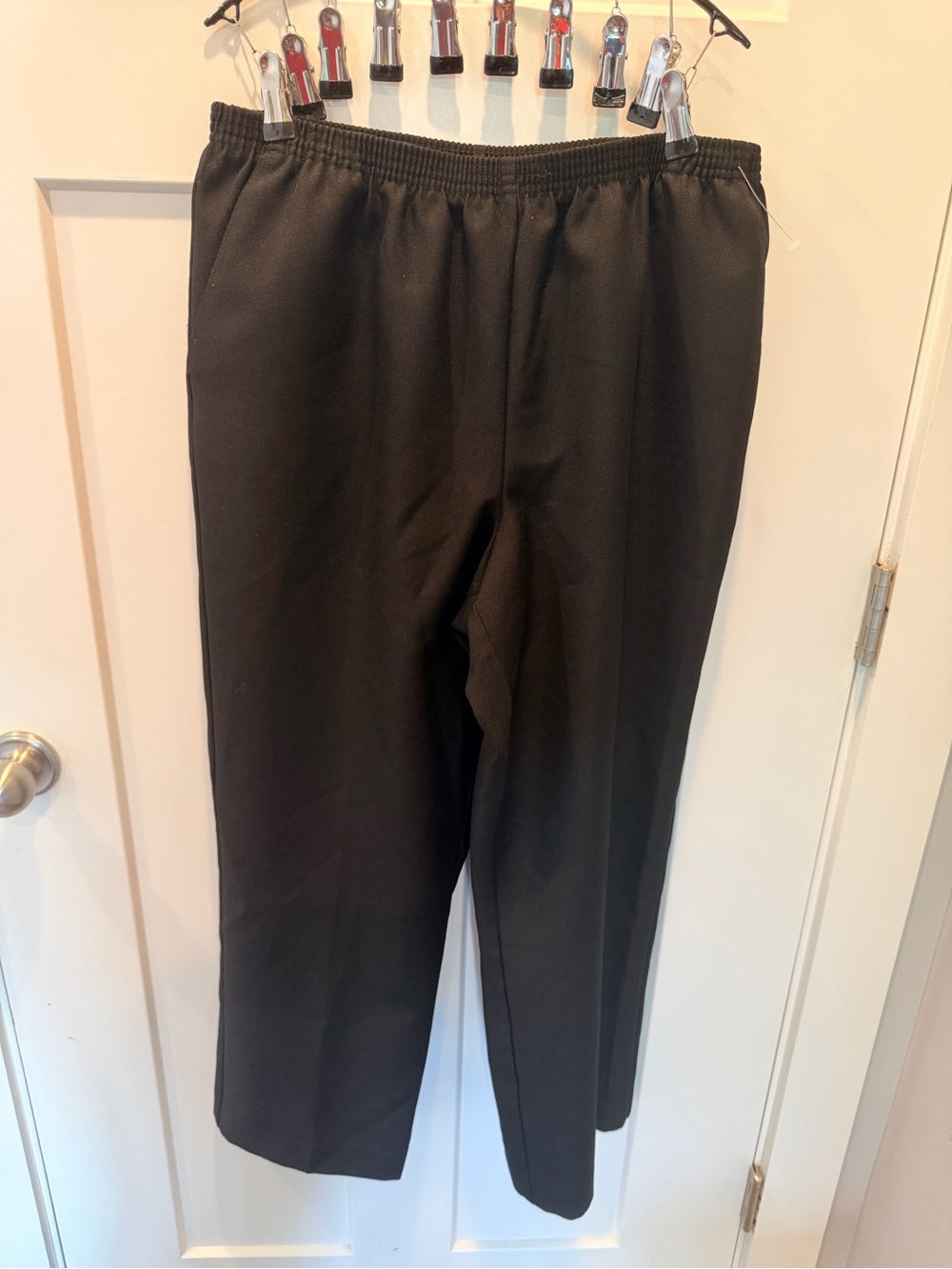 Alfred Dunner Black Pull On Straight Leg Pants Elastic Waist Size 14